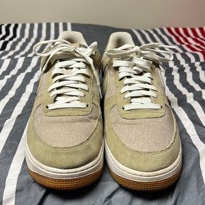Men’s Tan “Nike” Air Force 1 “Suede Diamond” Sneakers